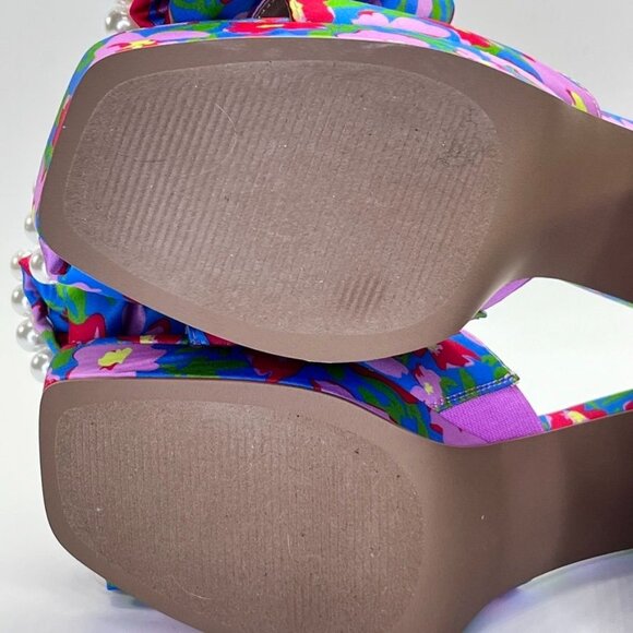 Betsy Johnson Maccie Platform Sandal Womens Size 7 in Blue Multi Floral Pearls - Picture 12 of 15